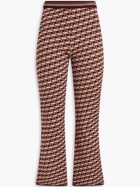 Diane Von Furstenberg Pink and Brown Geometric Cropped Knit Pants